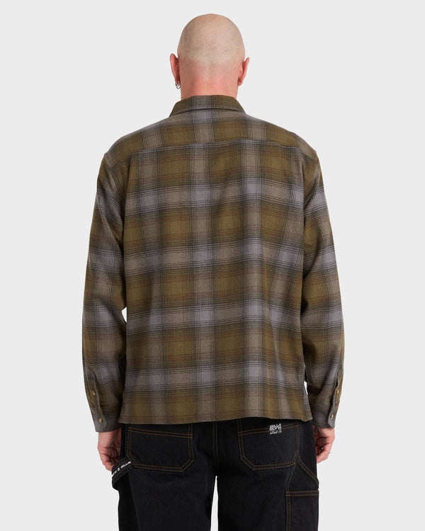 SCRIPT LONG SLEEVE FLANNEL SHIRT