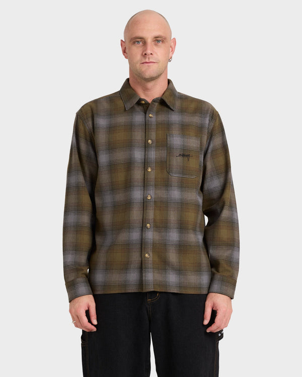 SCRIPT LONG SLEEVE FLANNEL SHIRT