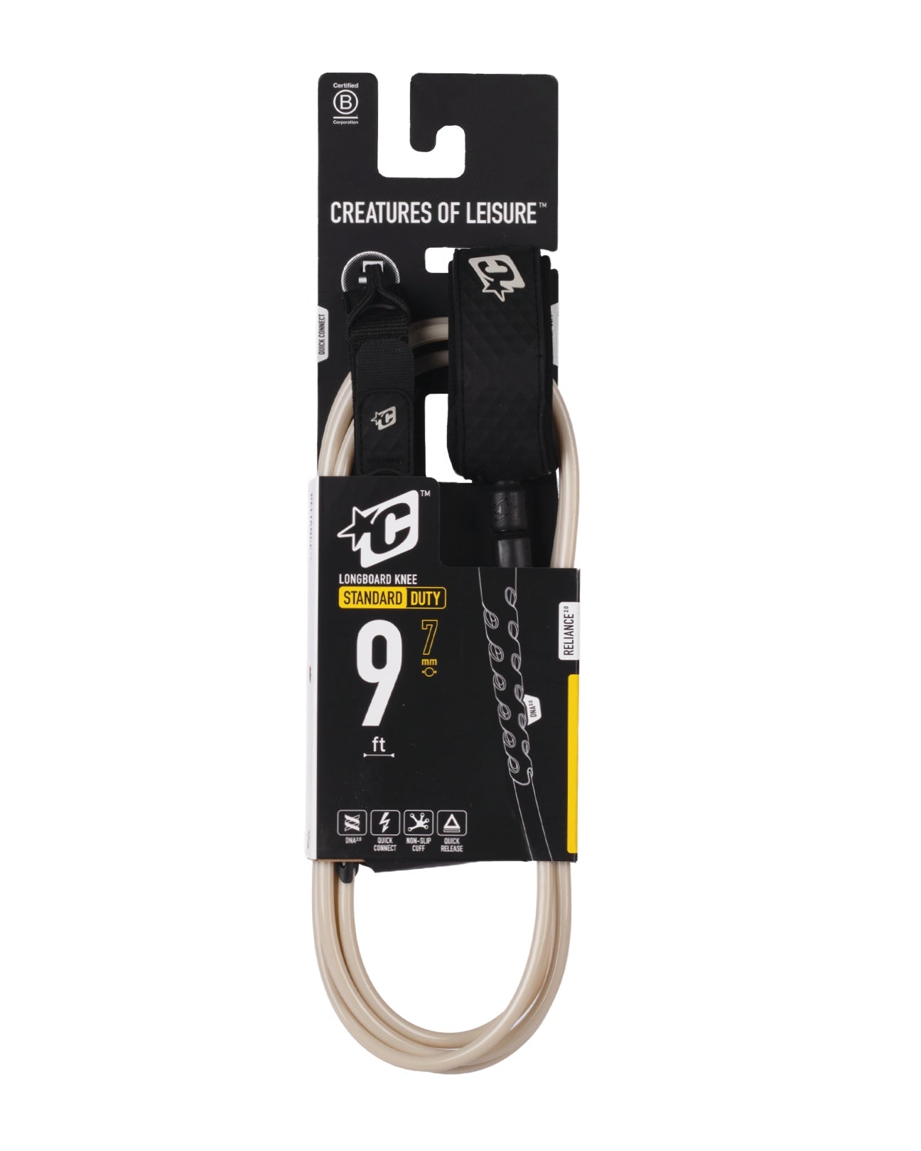 RELIANCE 2.0 LONGBOARD STANDARD DUTY KNEE 9FT SURF LEASH